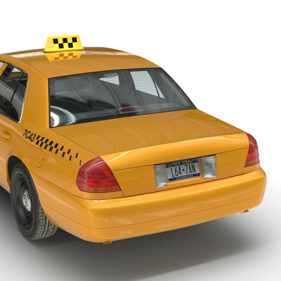 Generic Yellow Taxi 3D Model – Classic Car Interior, PBR Textures - View 29