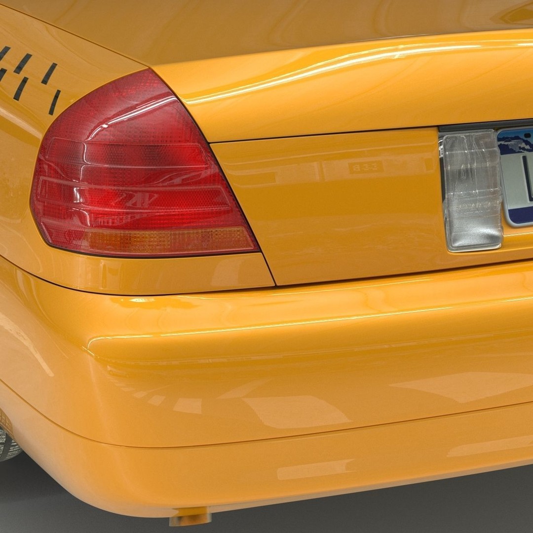 Generic Yellow Taxi 3D Model – Classic Car Interior, PBR Textures - View 30
