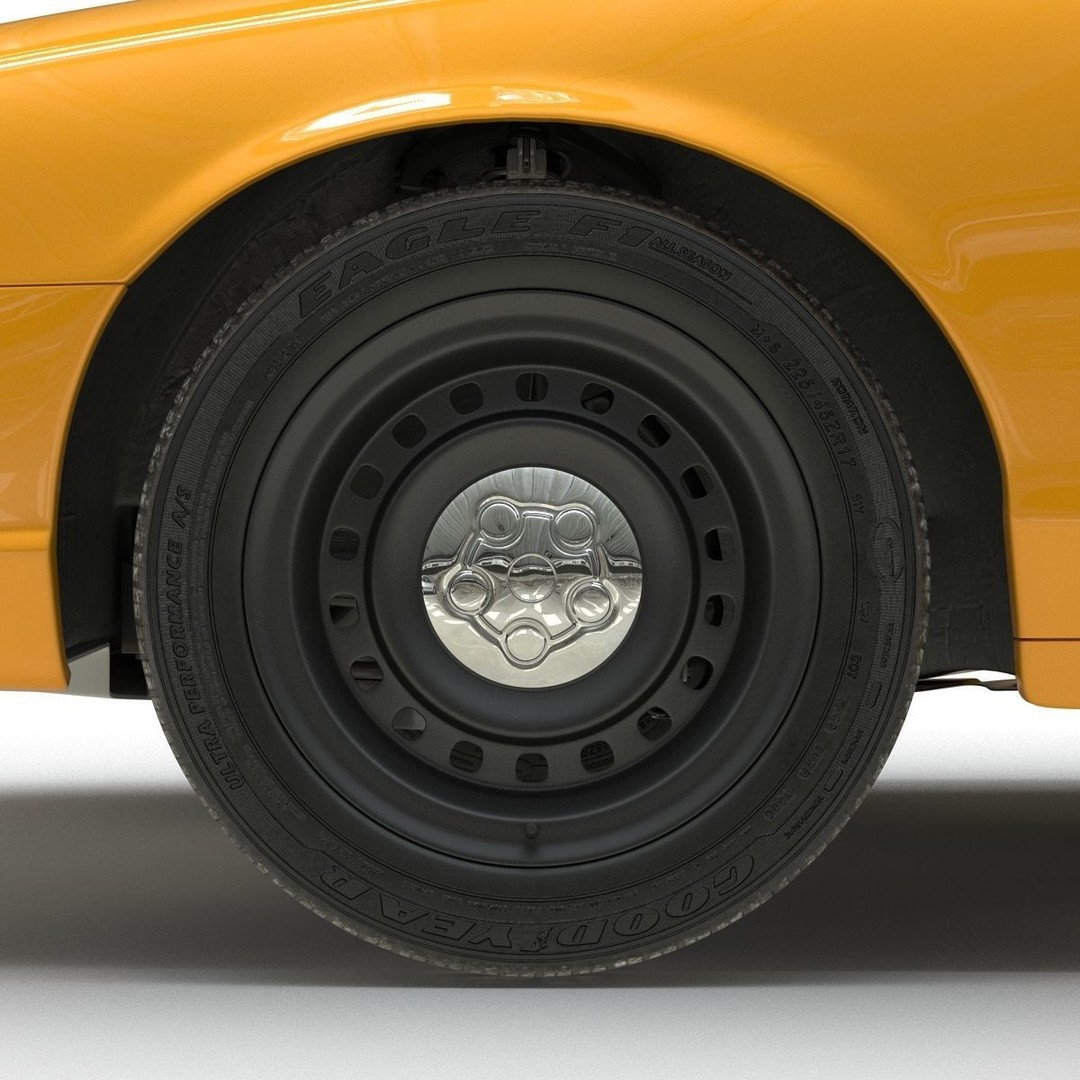 Generic Yellow Taxi 3D Model – Classic Car Interior, PBR Textures - View 32