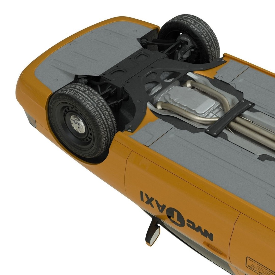Generic Yellow Taxi 3D Model – Classic Car Interior, PBR Textures - View 36