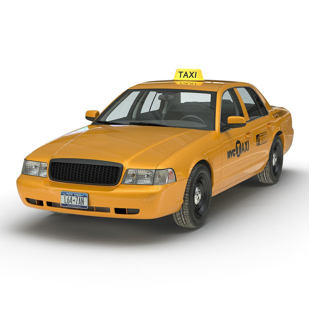 Generic Yellow Taxi 3D Model – Classic Car Interior, PBR Textures - View 4