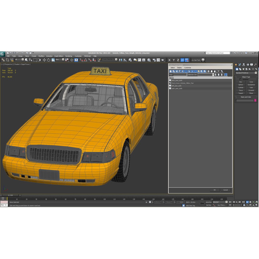 Generic Yellow Taxi 3D Model – Classic Car Interior, PBR Textures - View 45