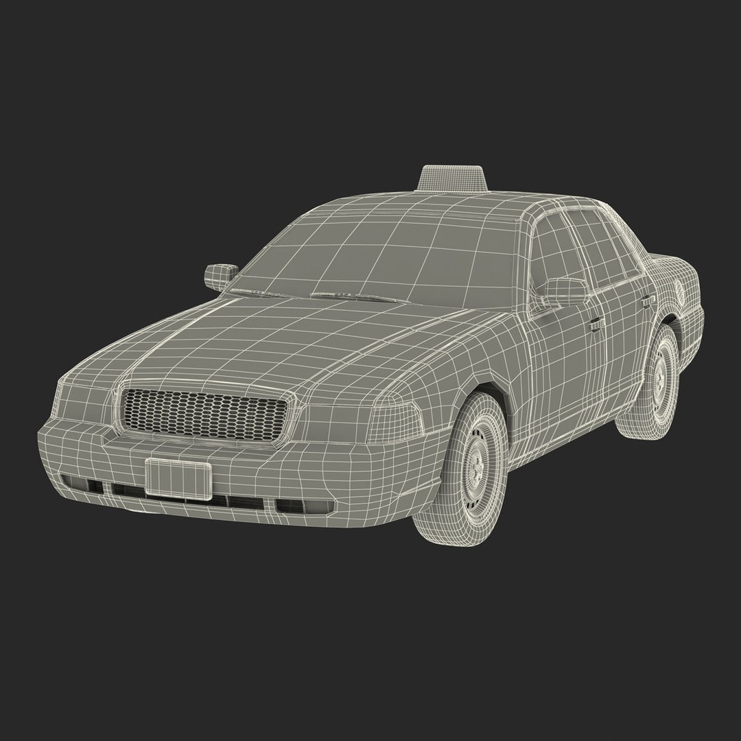 Generic Yellow Taxi 3D Model – Classic Car Interior, PBR Textures - View 46
