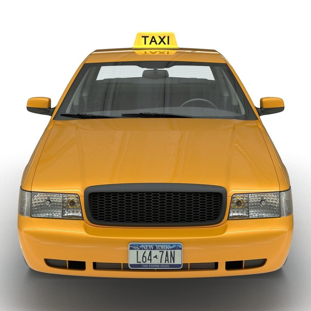 Generic Yellow Taxi 3D Model – Classic Car Interior, PBR Textures - View 5