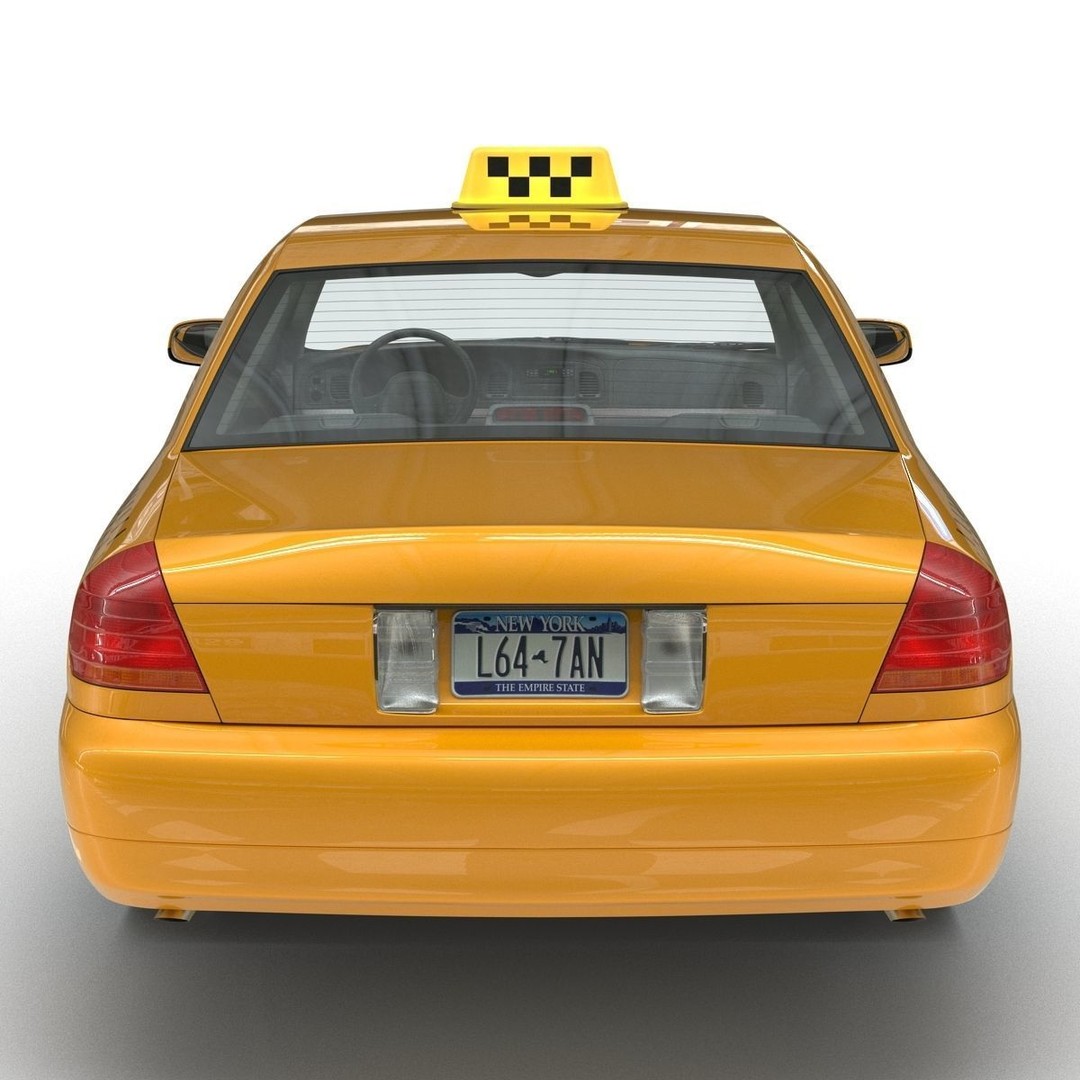 Generic Yellow Taxi 3D Model – Classic Car Interior, PBR Textures - View 7