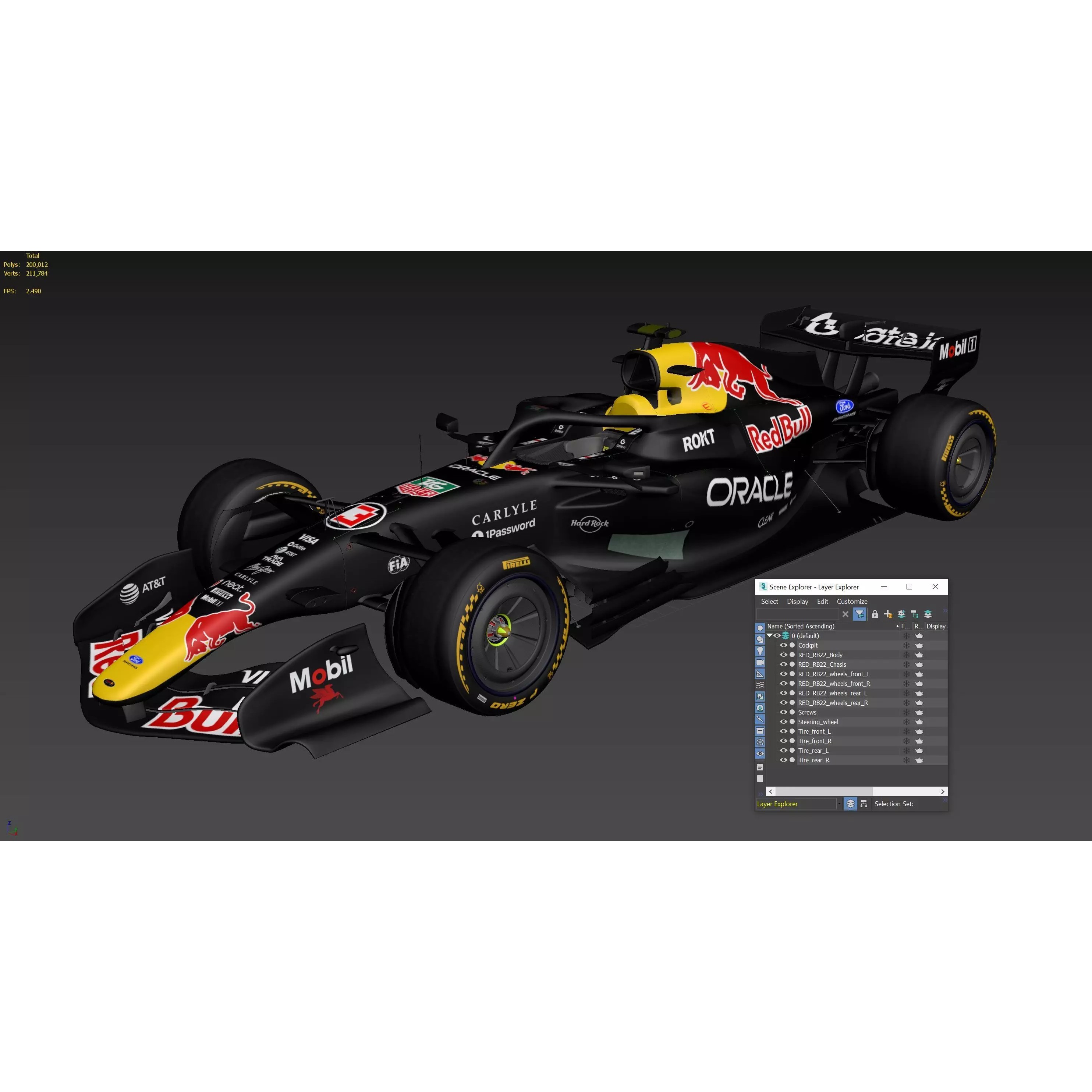 F1 RedBull RB22 2026 - Low-Poly Game-Ready 3D Model - View 24