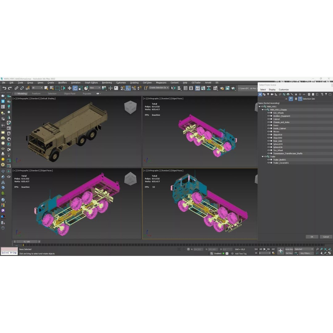 MAN HX61 6x6 Military Truck 3D Model – High Poly Game Asset, FBX, OBJ