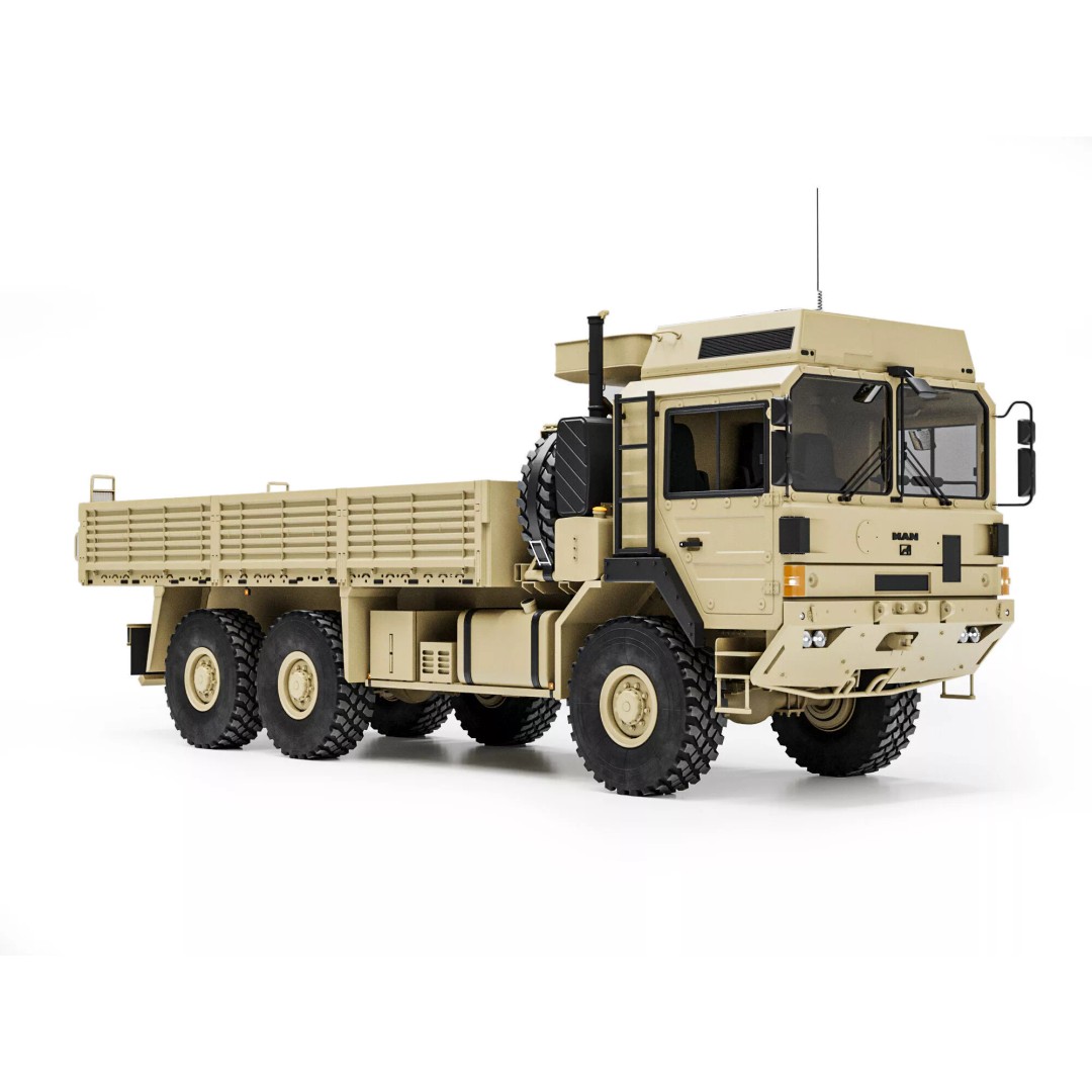 MAN HX61 6x6 Military Truck 3D Model – High Poly Game Asset, FBX, OBJ - View 12