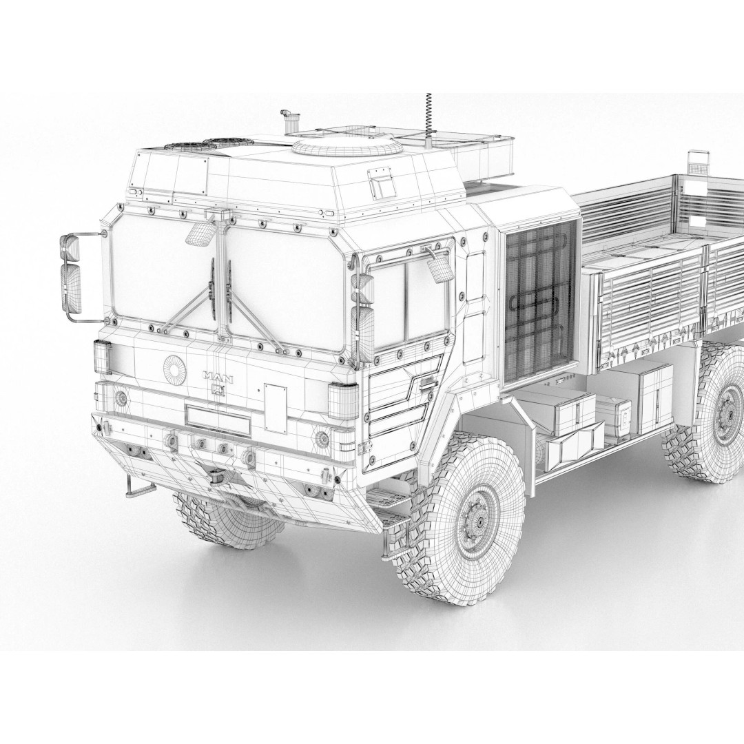 MAN HX61 6x6 Military Truck 3D Model – High Poly Game Asset, FBX, OBJ - View 21