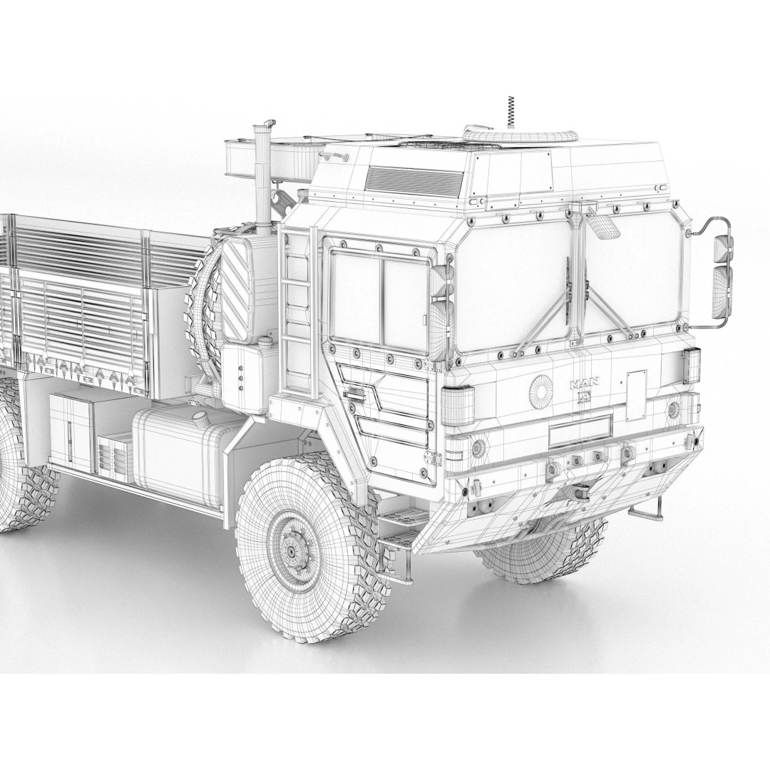 MAN HX61 6x6 Military Truck 3D Model – High Poly Game Asset, FBX, OBJ - View 23