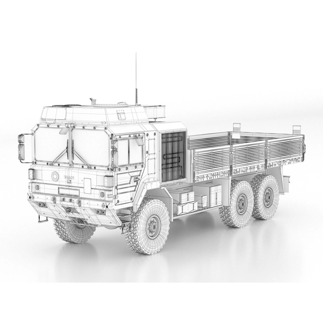MAN HX61 6x6 Military Truck 3D Model – High Poly Game Asset, FBX, OBJ - View 3