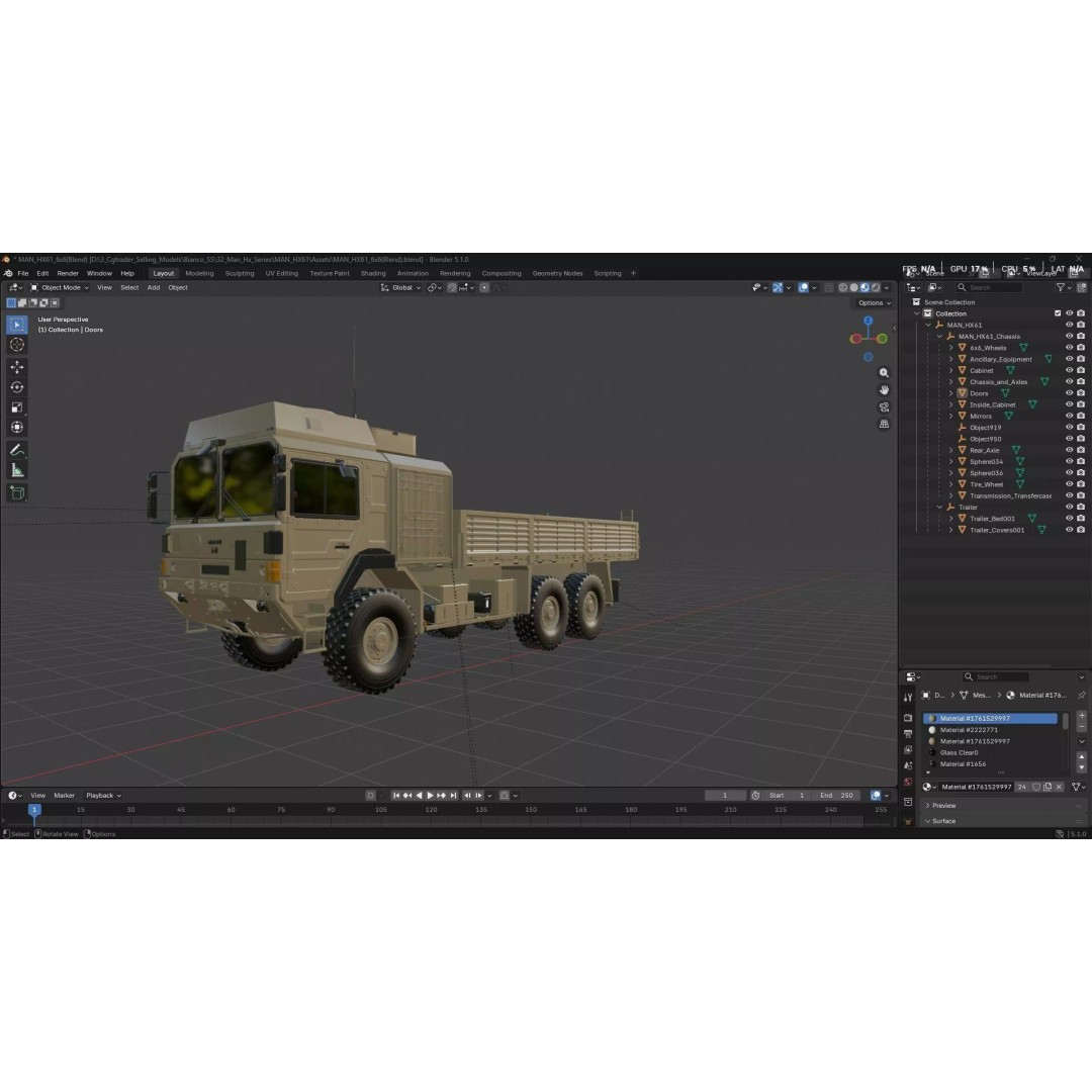 MAN HX61 6x6 Military Truck 3D Model – High Poly Game Asset, FBX, OBJ - View 30