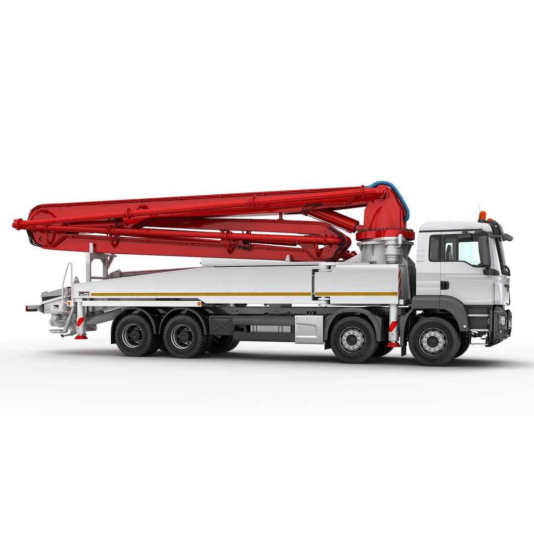 Concrete Pump Truck 3D Model – Realistic Industrial Vehicle, FBX, OBJ - View 10