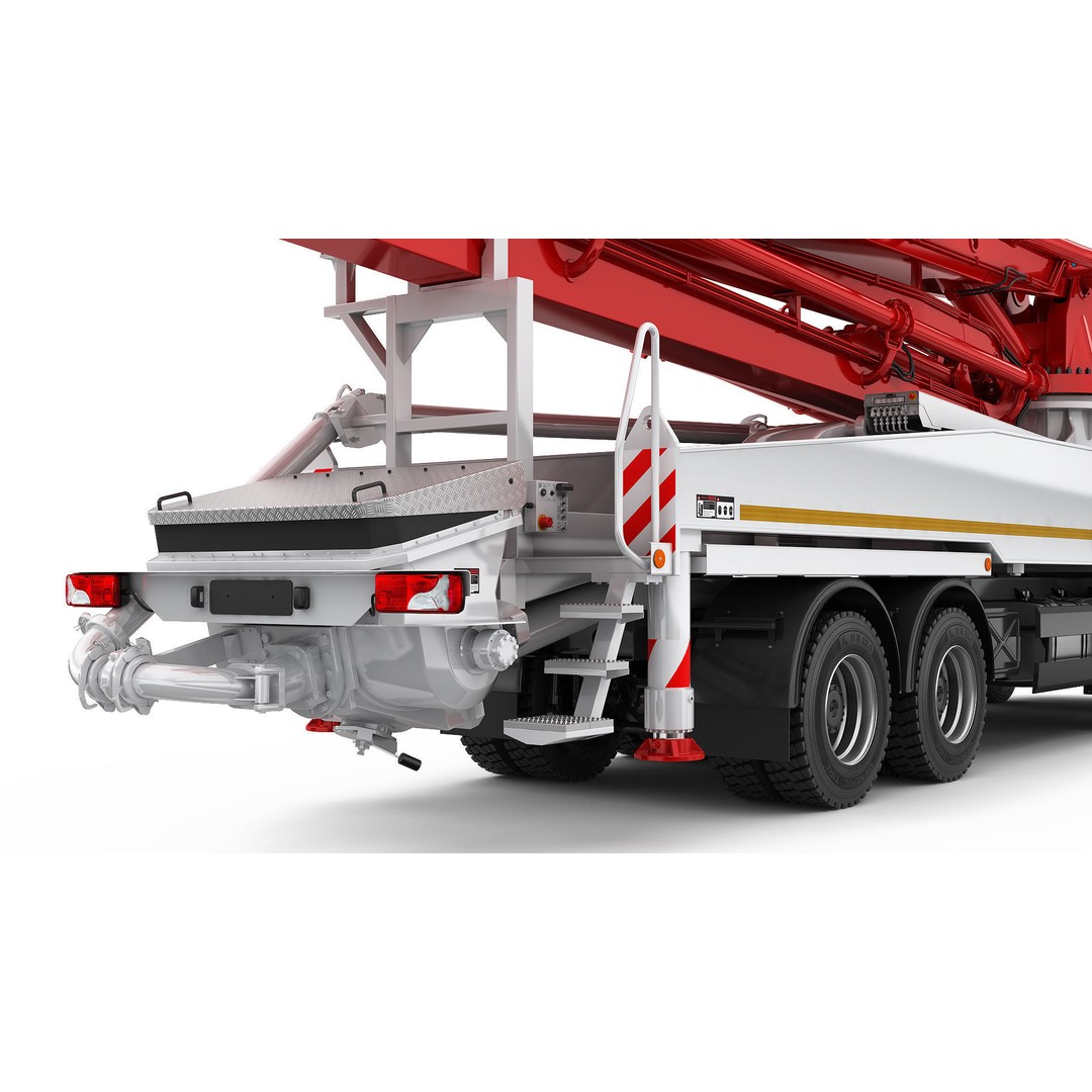 Concrete Pump Truck 3D Model – Realistic Industrial Vehicle, FBX, OBJ - View 12