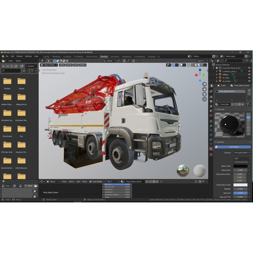 Concrete Pump Truck 3D Model – Realistic Industrial Vehicle, FBX, OBJ - View 15
