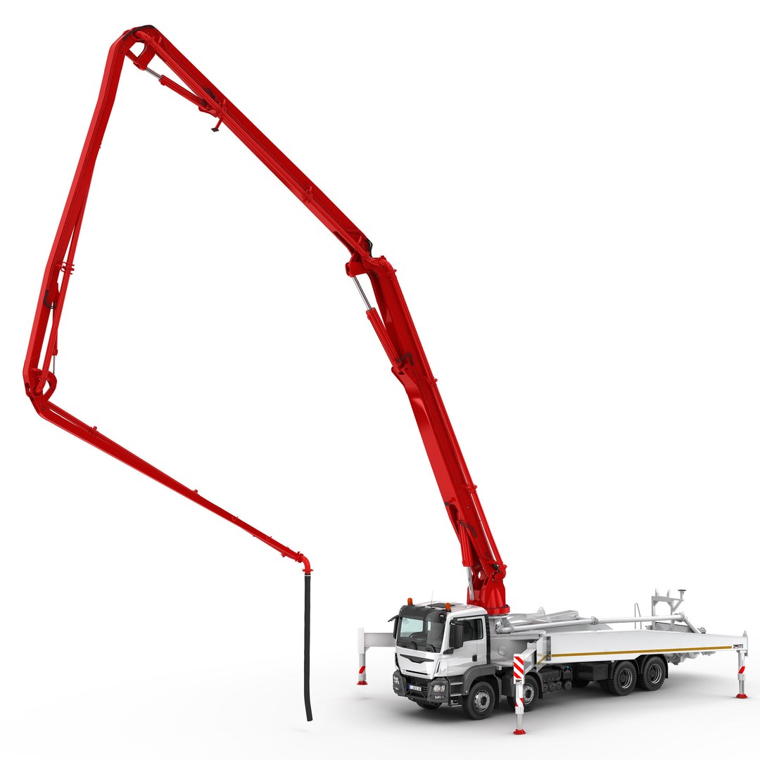 Concrete Pump Truck 3D Model – Realistic Industrial Vehicle, FBX, OBJ - View 3
