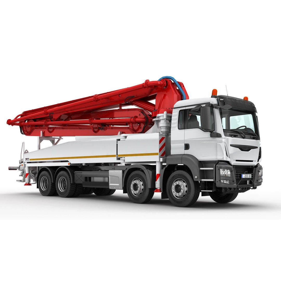 Concrete Pump Truck 3D Model – Realistic Industrial Vehicle, FBX, OBJ - View 5