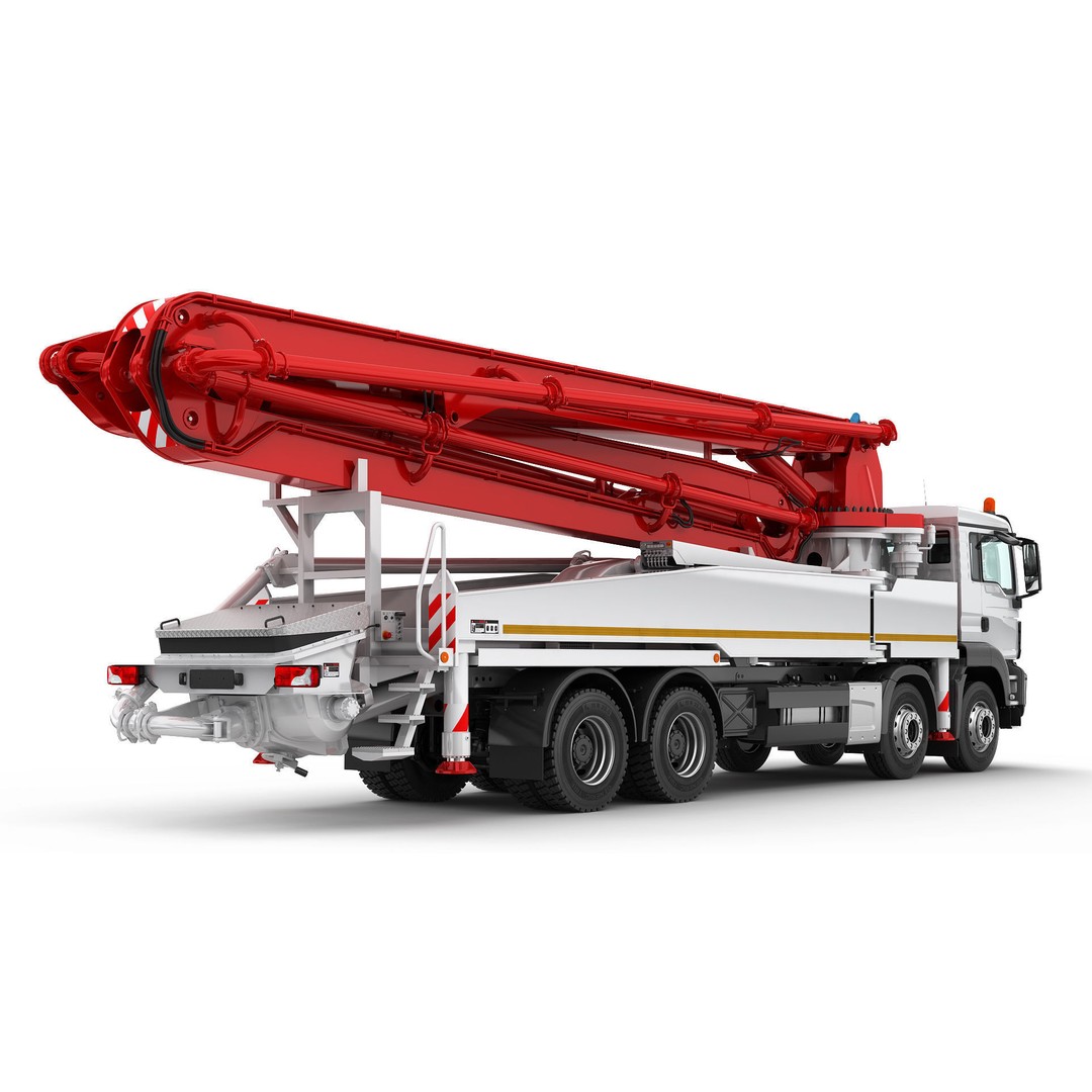 Concrete Pump Truck 3D Model – Realistic Industrial Vehicle, FBX, OBJ - View 6