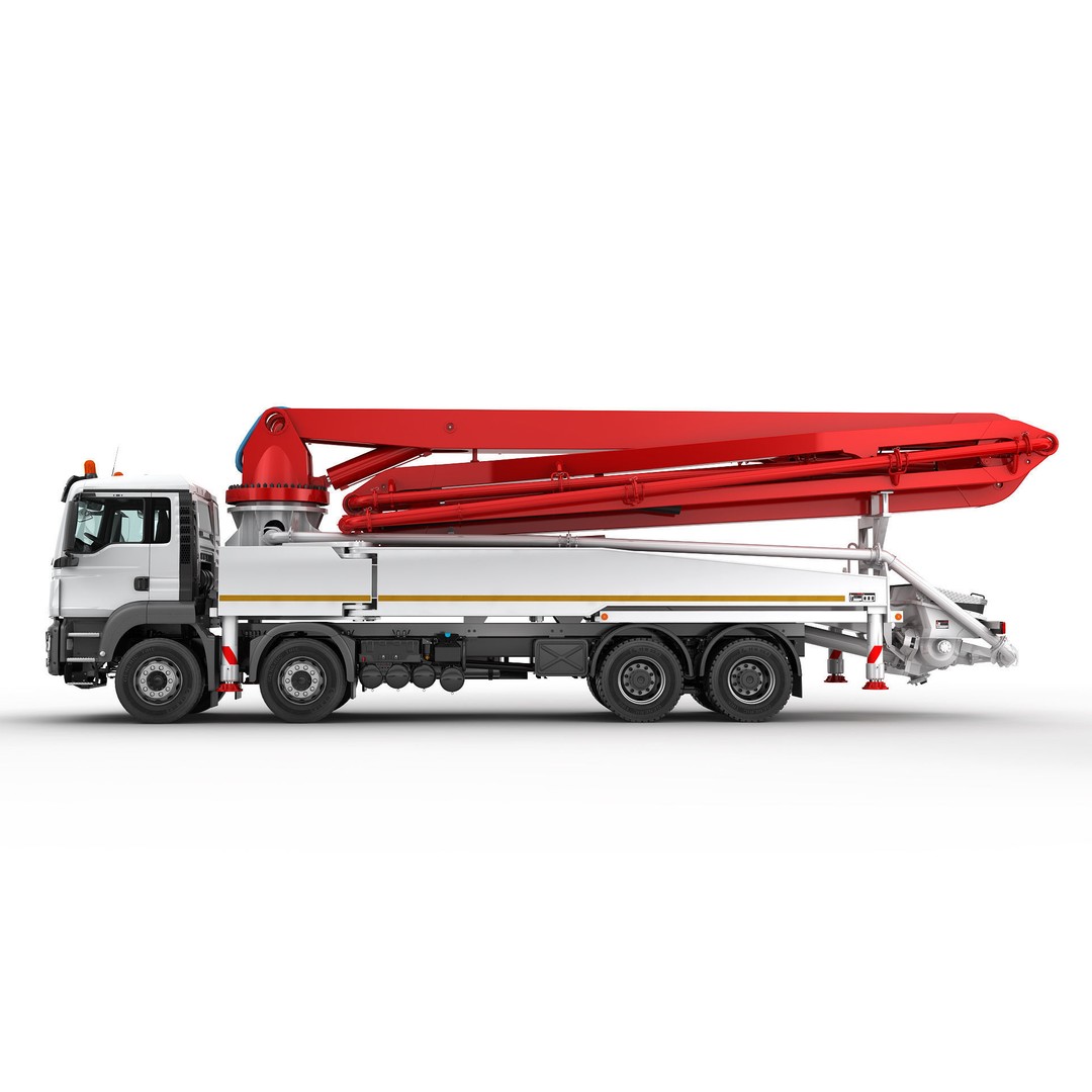 Concrete Pump Truck 3D Model – Realistic Industrial Vehicle, FBX, OBJ - View 7