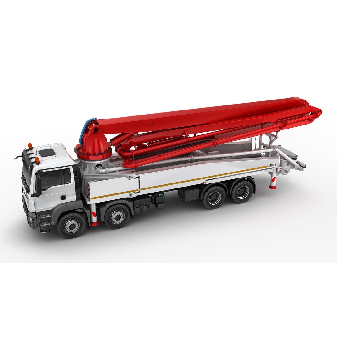 Concrete Pump Truck 3D Model – Realistic Industrial Vehicle, FBX, OBJ - View 8
