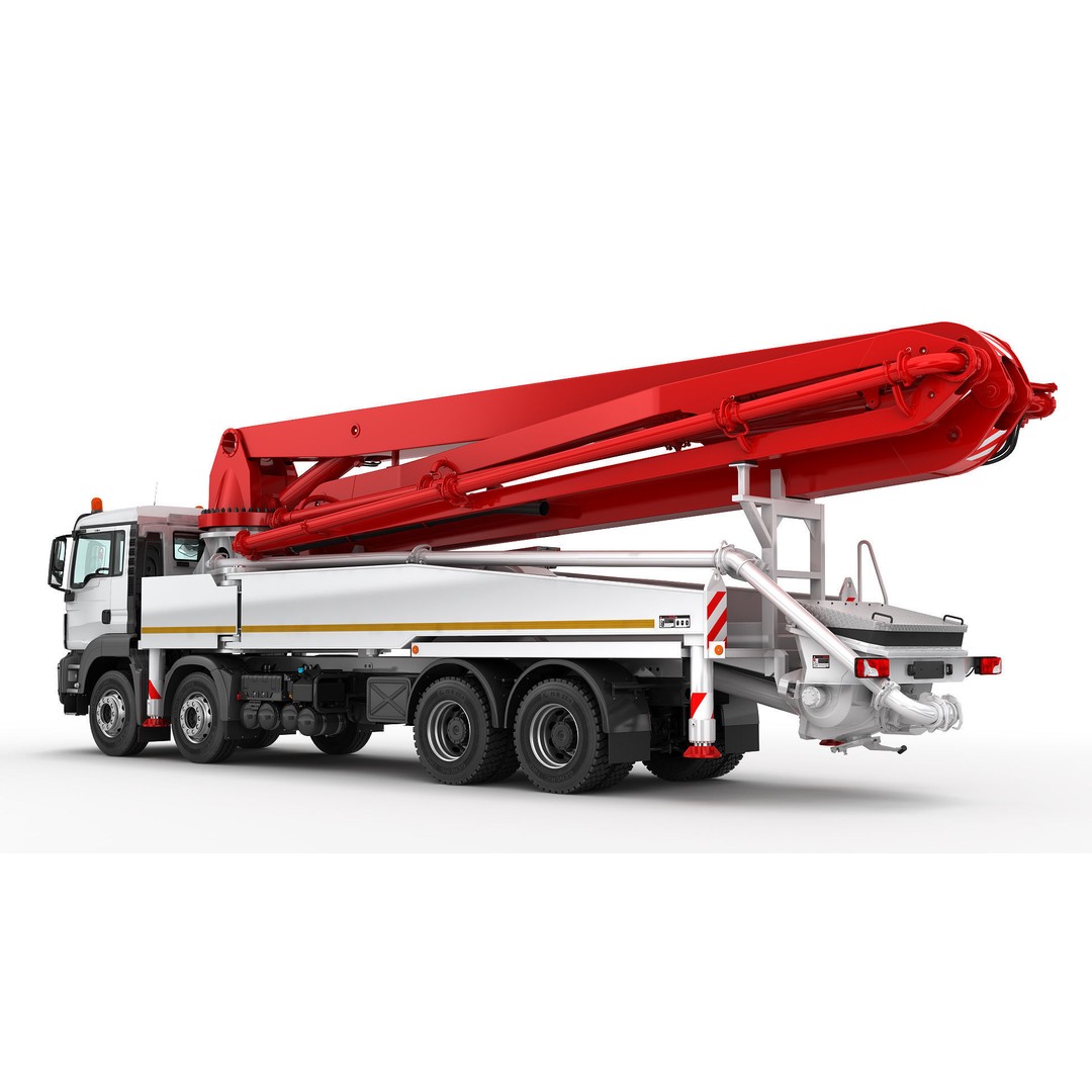 Concrete Pump Truck 3D Model – Realistic Industrial Vehicle, FBX, OBJ - View 9