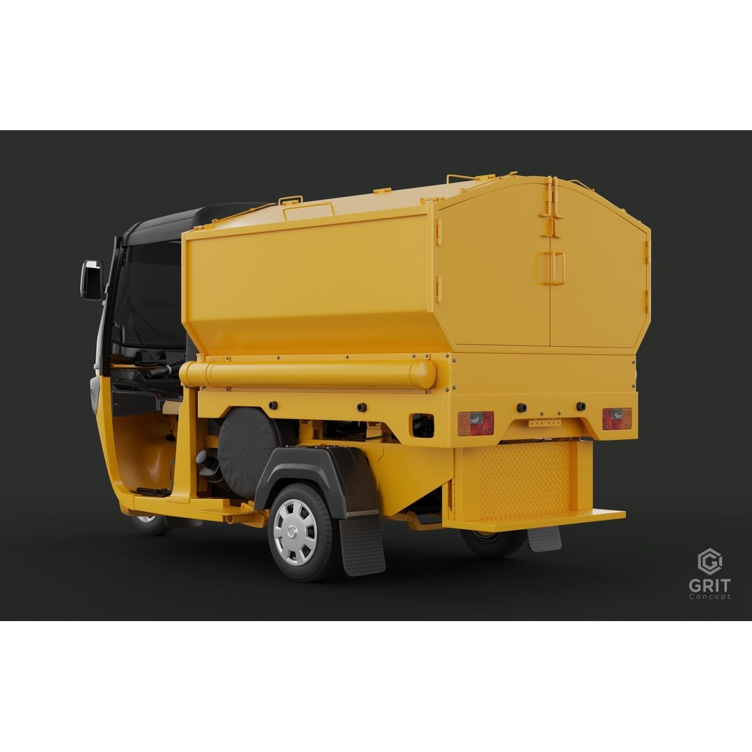 Tricycle 3D Model – Low Poly Rickshaw with PBR Textures - View 10