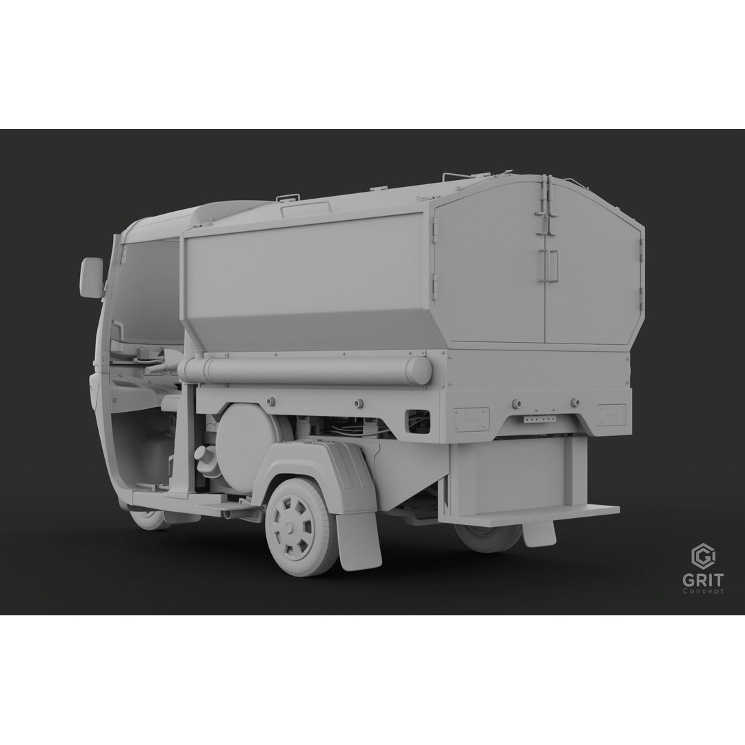 Tricycle 3D Model – Low Poly Rickshaw with PBR Textures - View 11