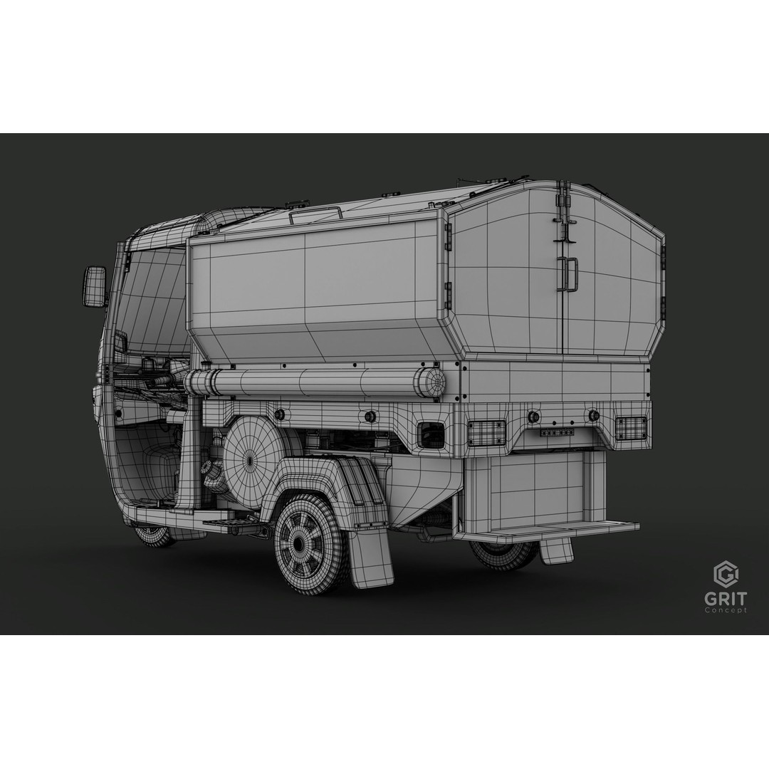 Tricycle 3D Model – Low Poly Rickshaw with PBR Textures - View 12