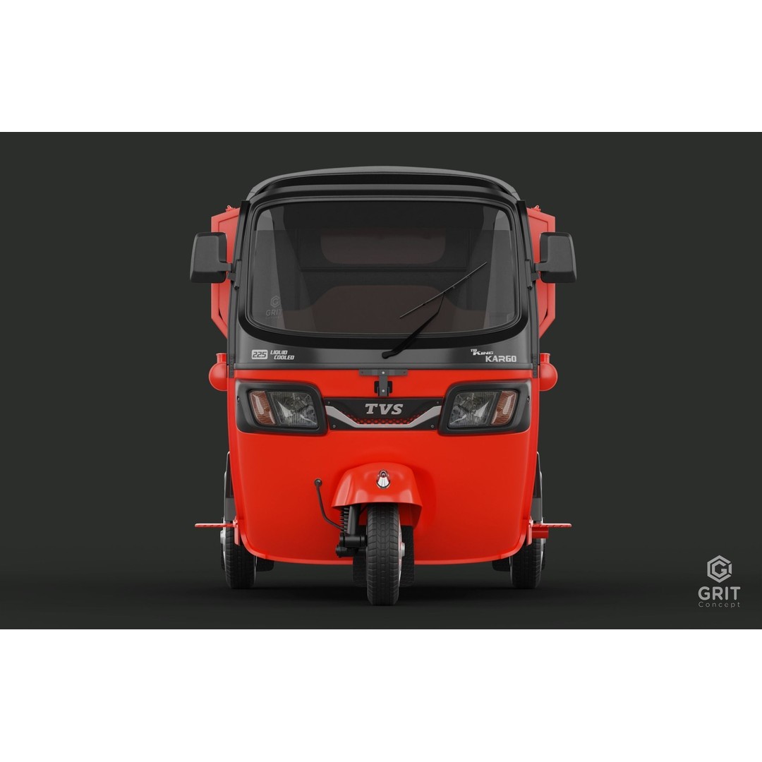 Tricycle 3D Model – Low Poly Rickshaw with PBR Textures - View 13