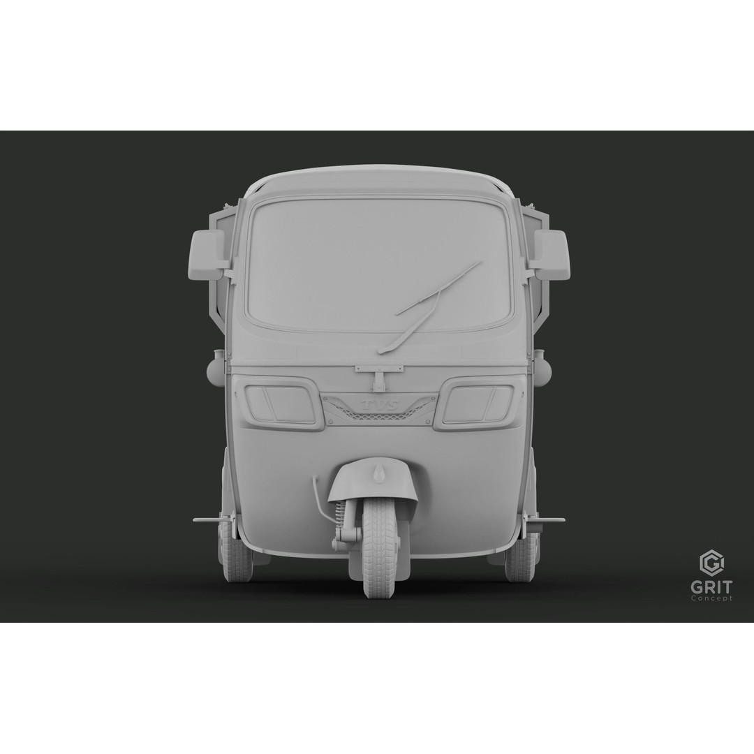 Tricycle 3D Model – Low Poly Rickshaw with PBR Textures - View 15