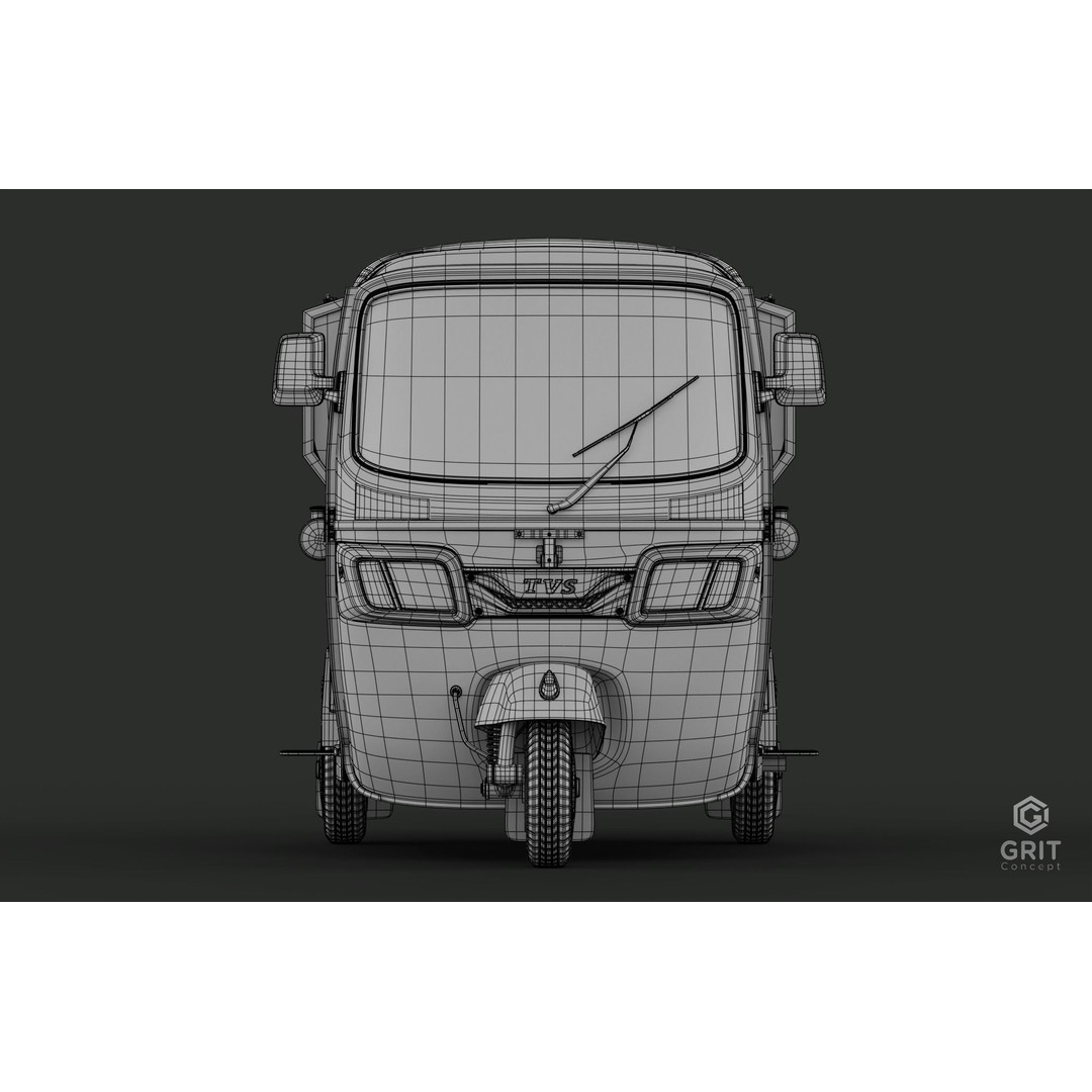 Tricycle 3D Model – Low Poly Rickshaw with PBR Textures - View 16