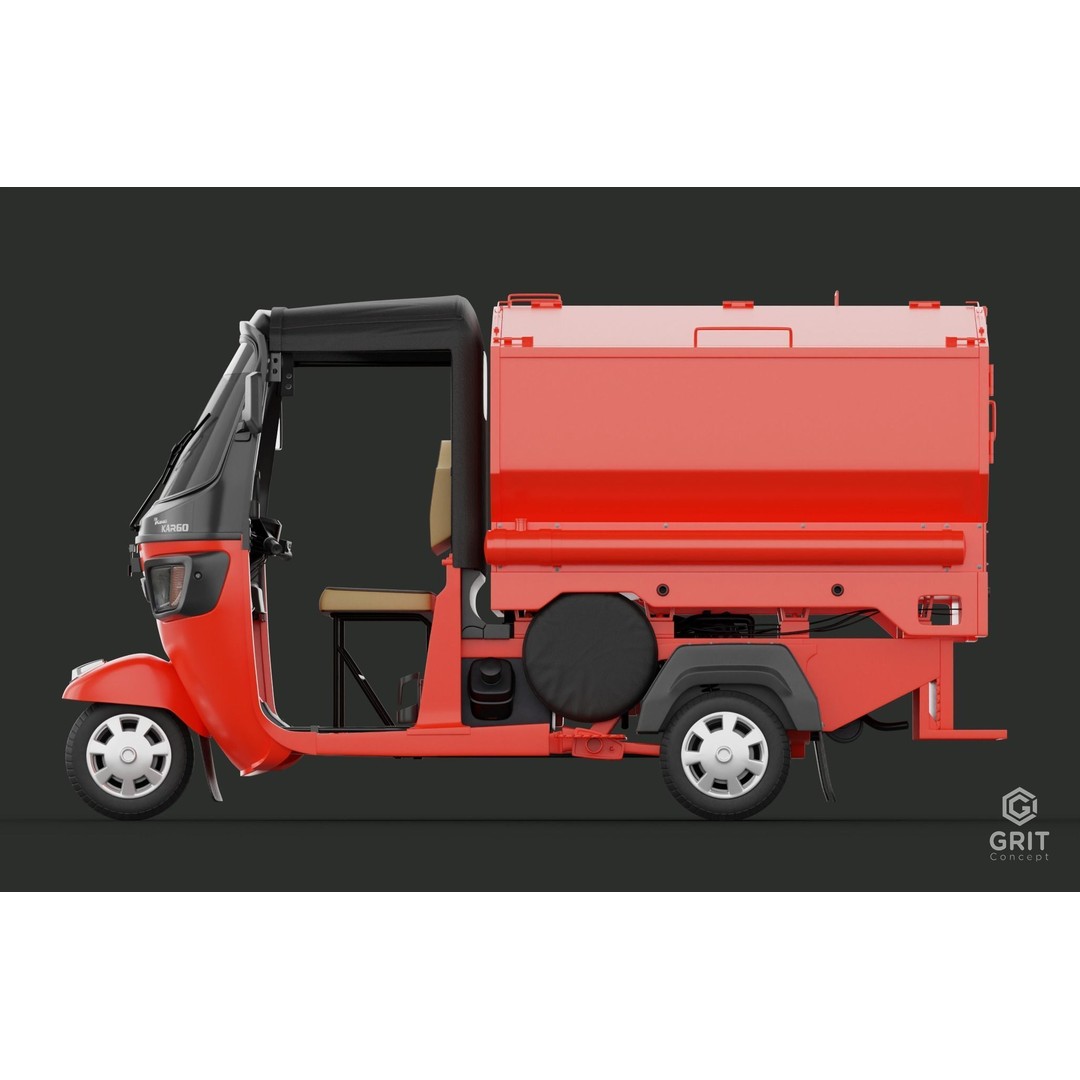 Tricycle 3D Model – Low Poly Rickshaw with PBR Textures - View 17