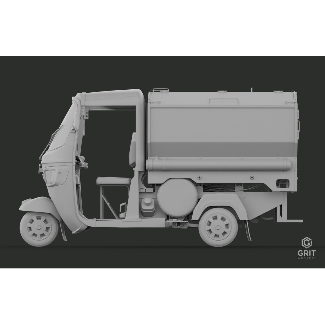 Tricycle 3D Model – Low Poly Rickshaw with PBR Textures - View 18