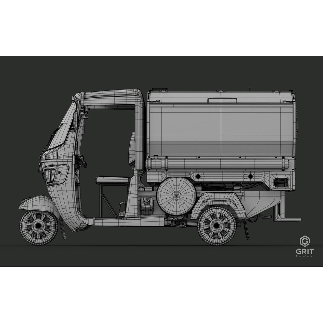 Tricycle 3D Model – Low Poly Rickshaw with PBR Textures - View 19