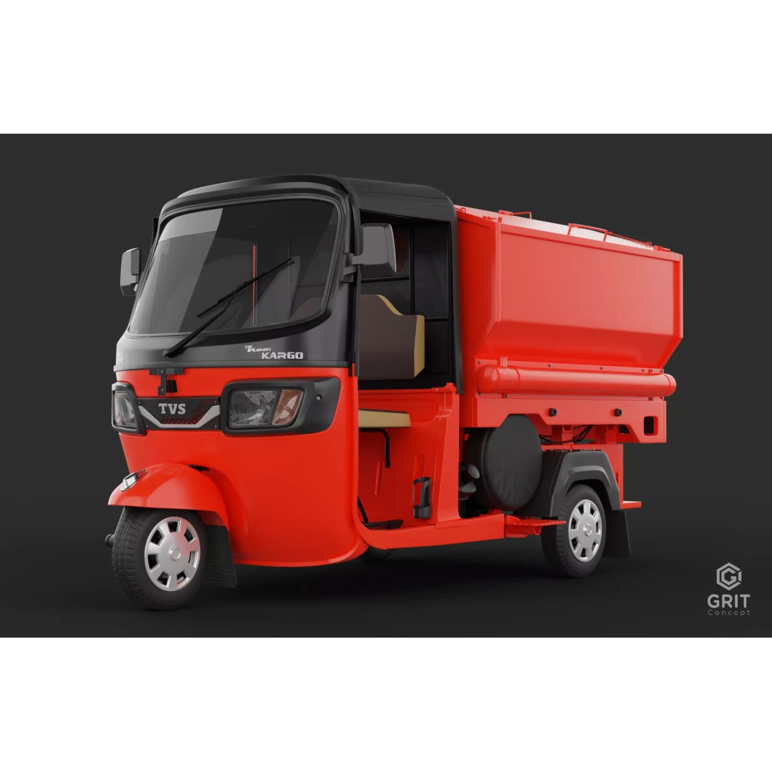 Tricycle 3D Model – Low Poly Rickshaw with PBR Textures - View 2