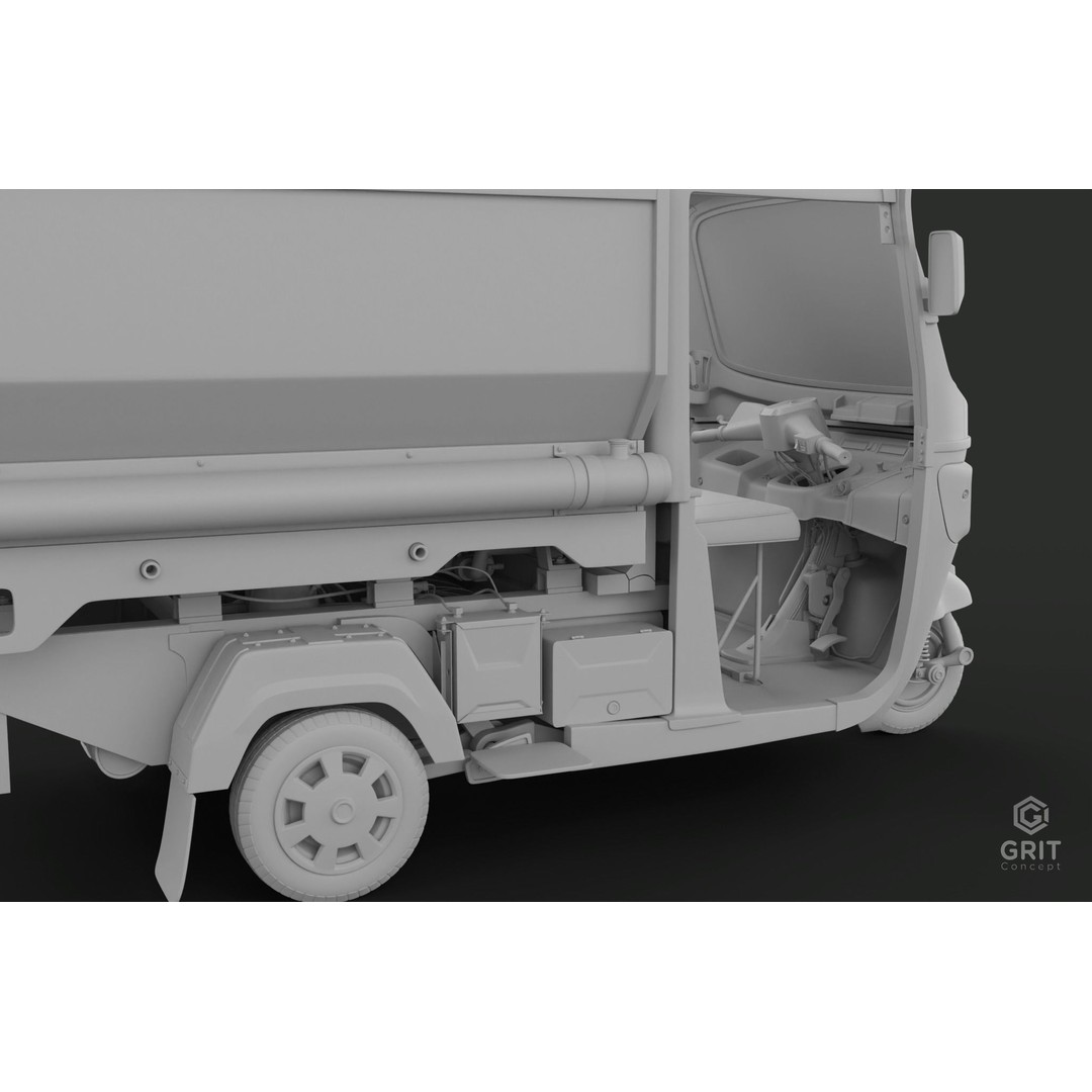 Tricycle 3D Model – Low Poly Rickshaw with PBR Textures - View 24