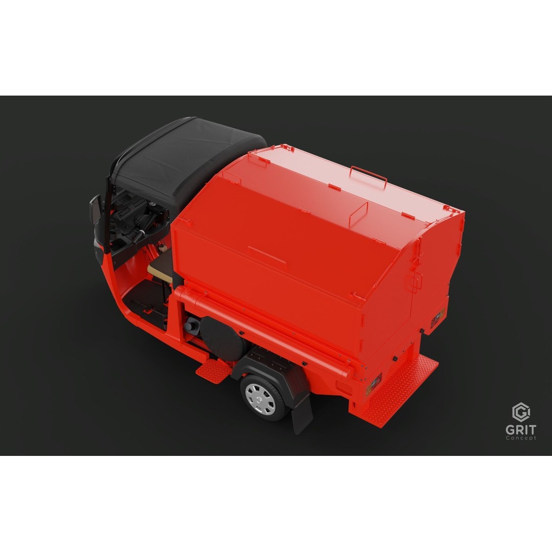 Tricycle 3D Model – Low Poly Rickshaw with PBR Textures - View 26