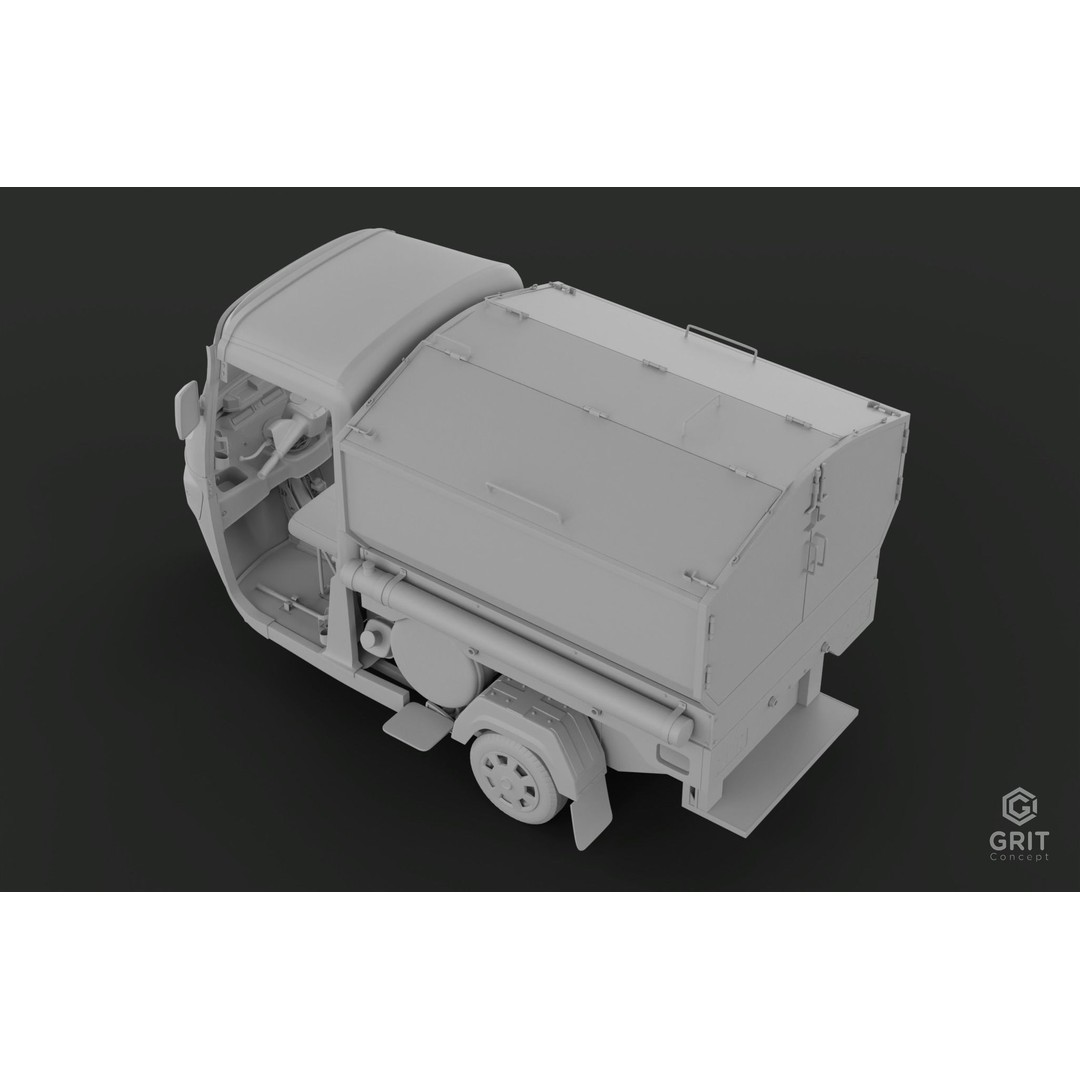 Tricycle 3D Model – Low Poly Rickshaw with PBR Textures - View 27