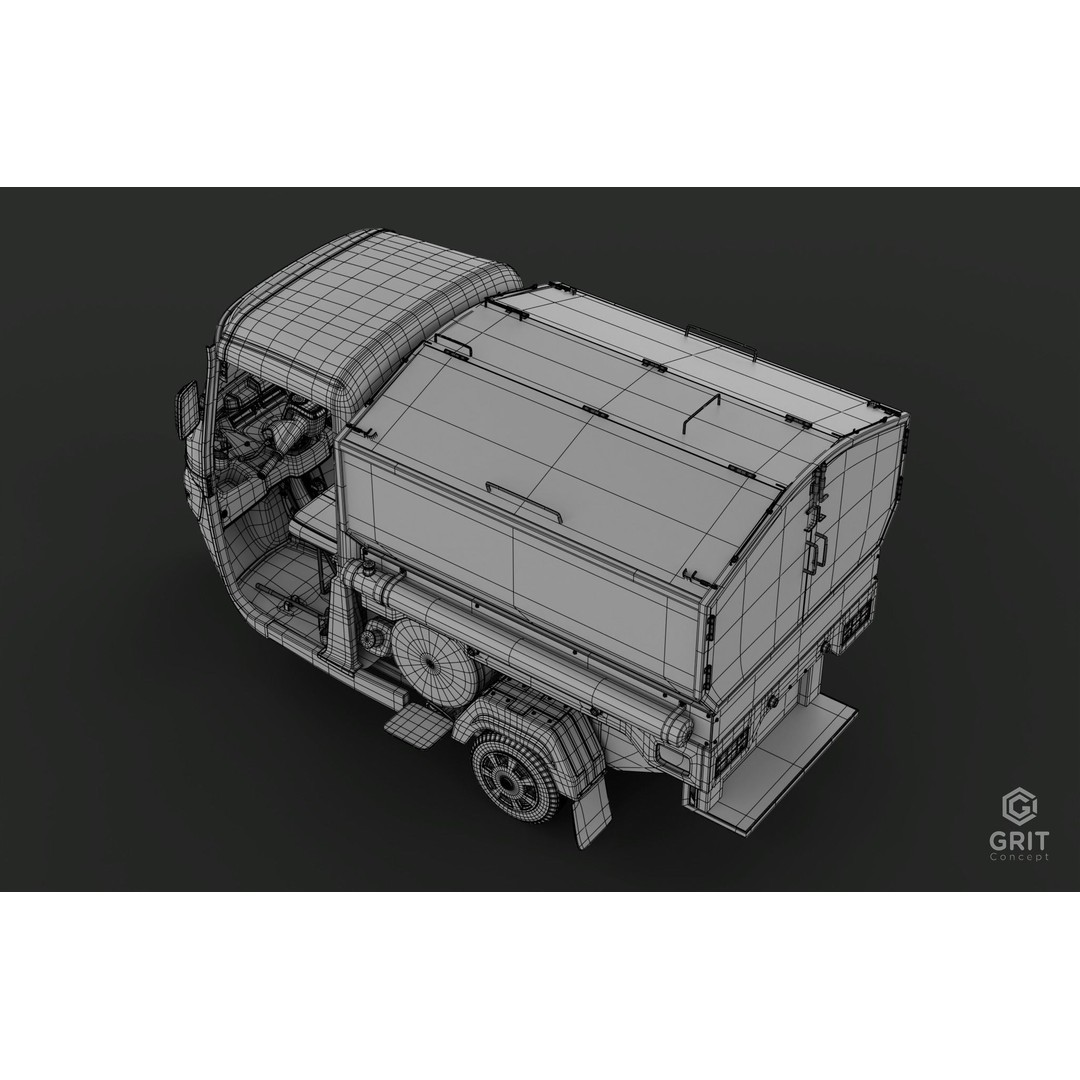 Tricycle 3D Model – Low Poly Rickshaw with PBR Textures - View 28