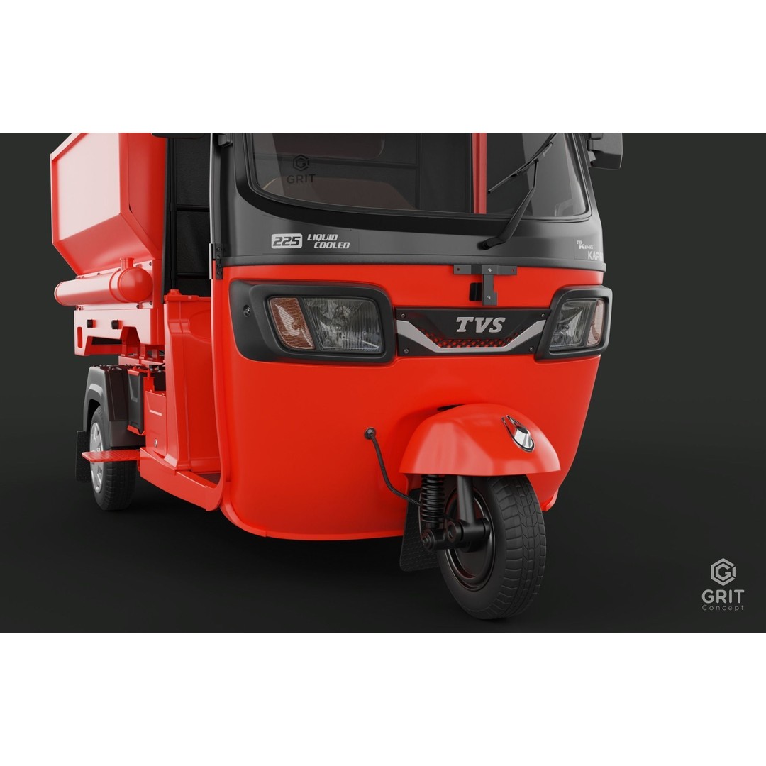 Tricycle 3D Model – Low Poly Rickshaw with PBR Textures - View 32