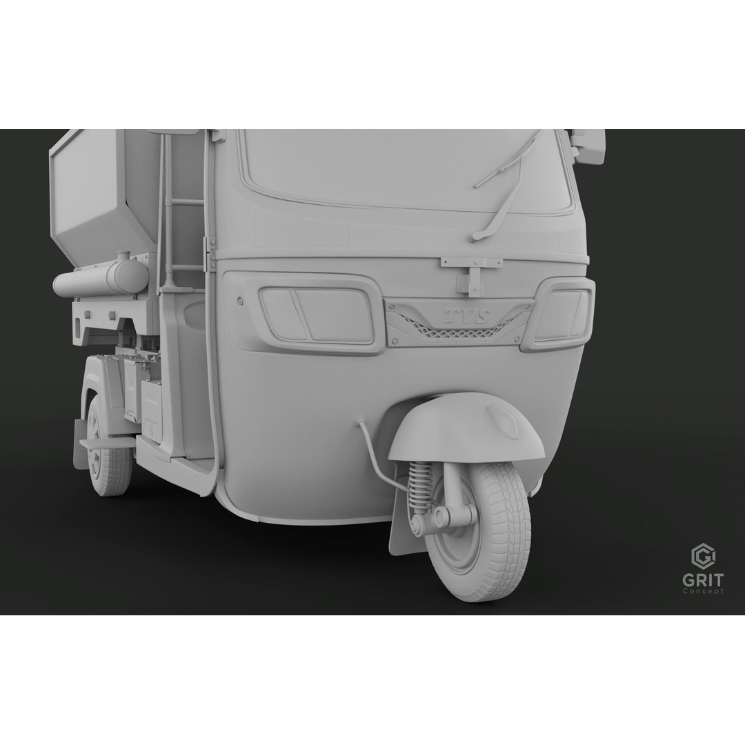 Tricycle 3D Model – Low Poly Rickshaw with PBR Textures - View 33
