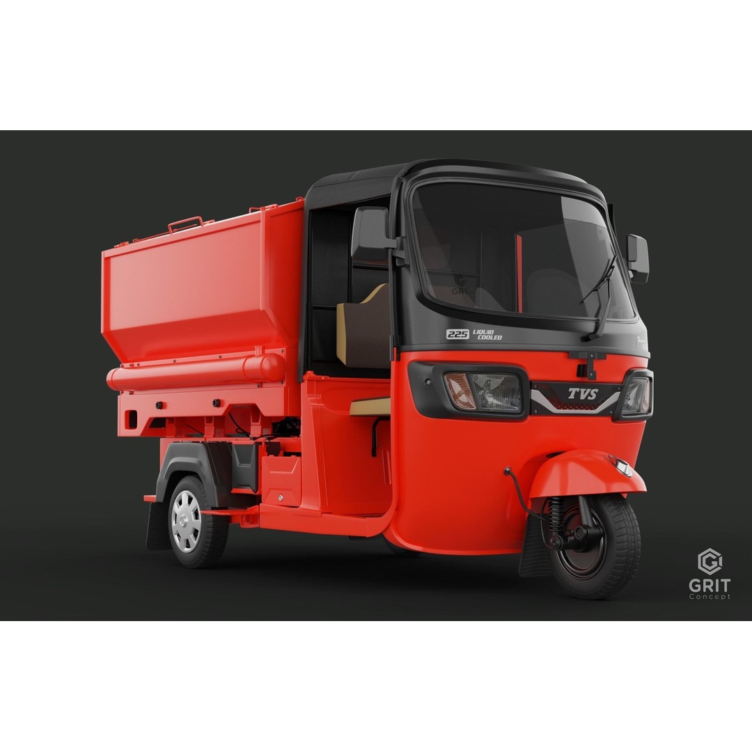 Tricycle 3D Model – Low Poly Rickshaw with PBR Textures - View 35