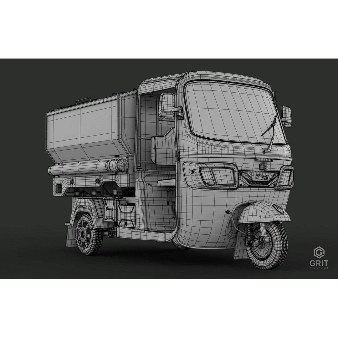 Tricycle 3D Model – Low Poly Rickshaw with PBR Textures - View 37
