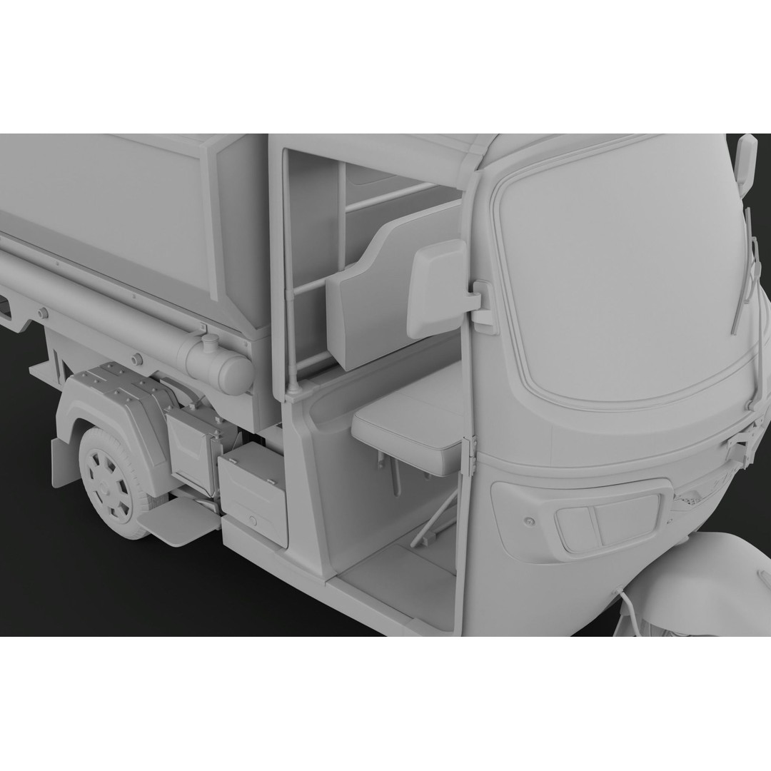 Tricycle 3D Model – Low Poly Rickshaw with PBR Textures - View 39