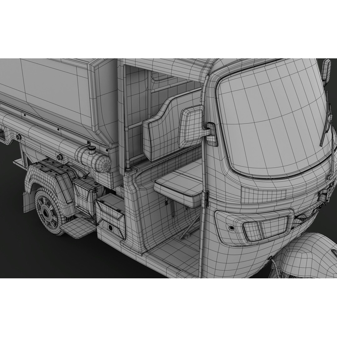 Tricycle 3D Model – Low Poly Rickshaw with PBR Textures - View 40
