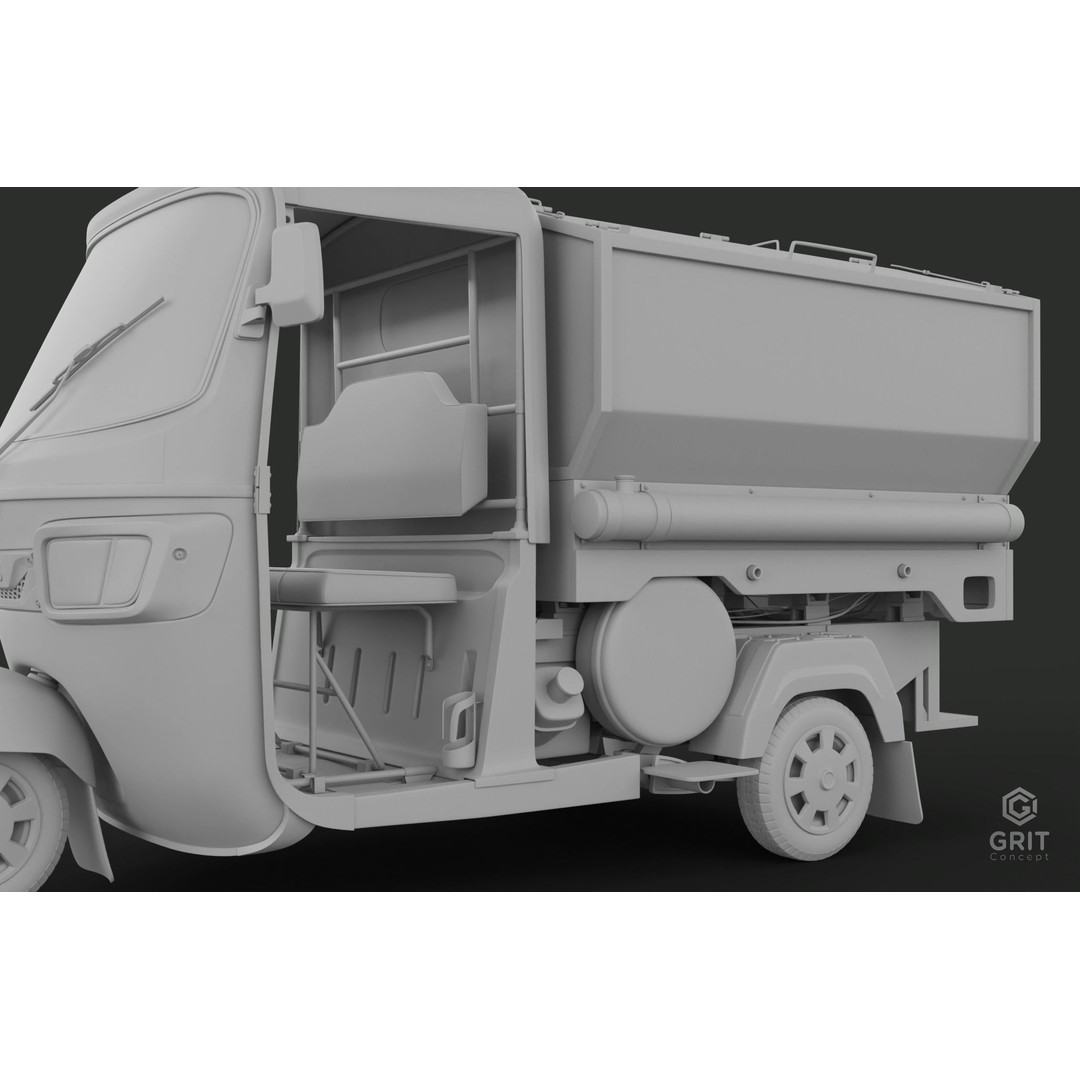 Tricycle 3D Model – Low Poly Rickshaw with PBR Textures - View 42
