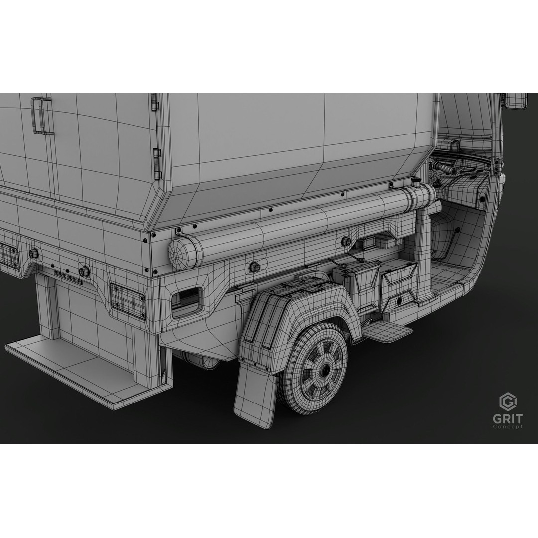 Tricycle 3D Model – Low Poly Rickshaw with PBR Textures - View 46