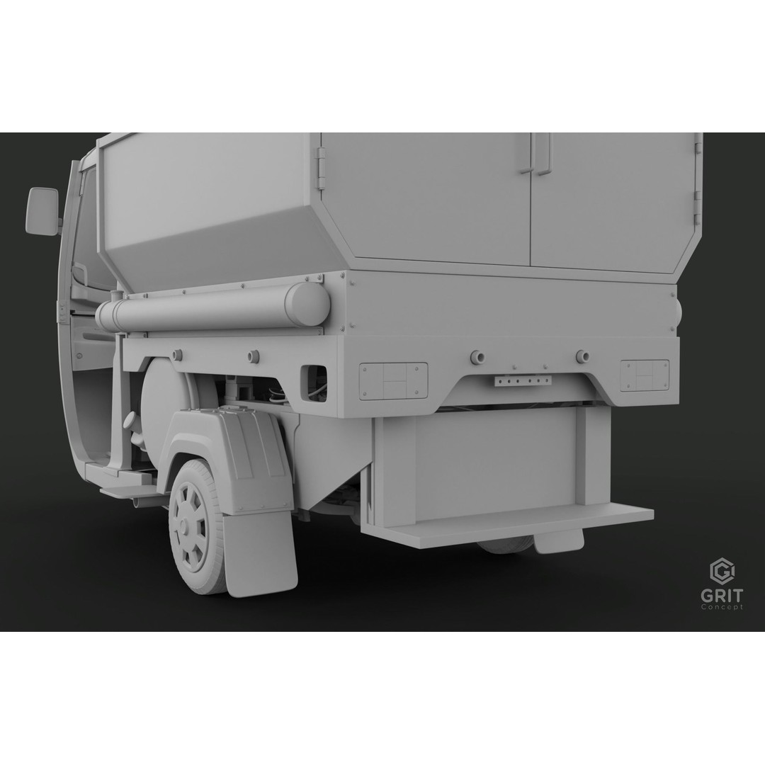 Tricycle 3D Model – Low Poly Rickshaw with PBR Textures - View 48