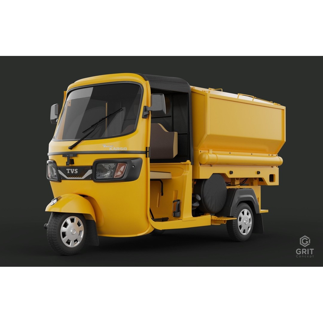 Tricycle 3D Model – Low Poly Rickshaw with PBR Textures - View 5