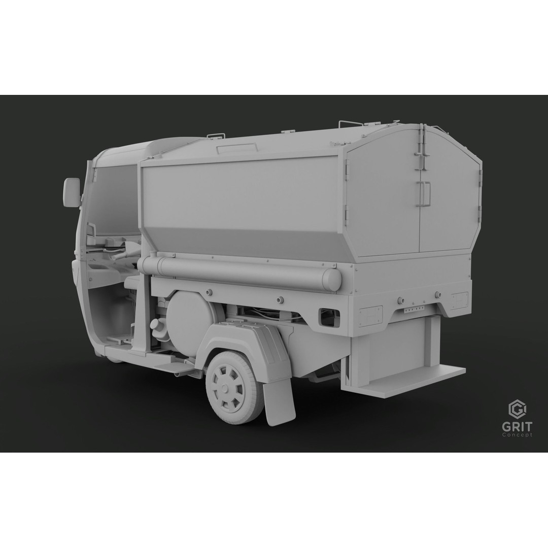 Tricycle 3D Model – Low Poly Rickshaw with PBR Textures - View 54
